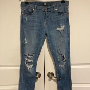 Skinny Boyfriend Distressed Button Fly Jeans